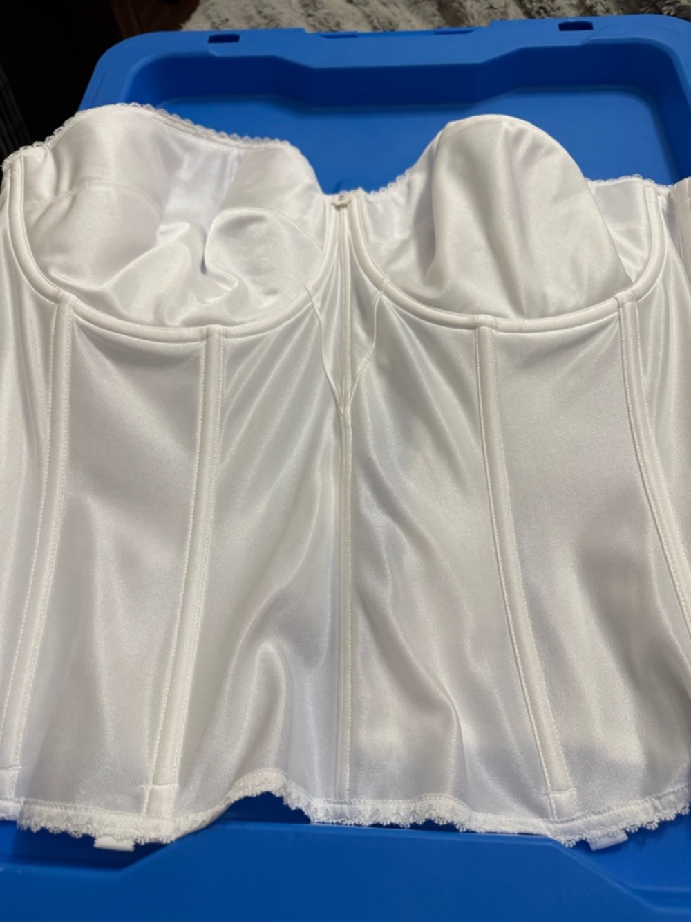 David’s Bridal Women’s Strapless Satin Bustier Corset - White